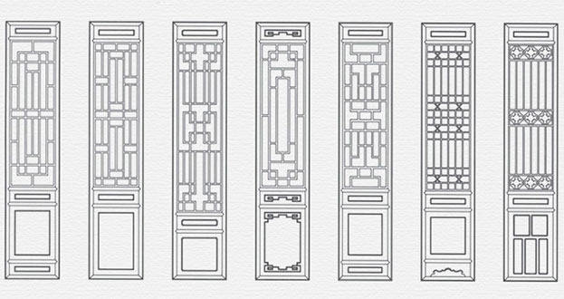 南明常用中式仿古花窗图案隔断设计图